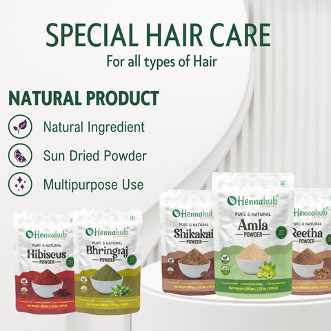 Amla, Reetha, Shikakai, Bhringraj and Hibiscus Powder for Hair, 200g each (Combo Pack of 5) Amla, Reetha, Shikakai, Bhringraj and Hibiscus Powder for Hair, 200g each (Combo Pack of 5)