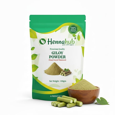 Hennahub Giloy Powder (Food Grade) 100gm Pack | Pure Tinospora cordifolia Stem Powder | Traditional Ingredient for Herbal Drinks, Smoothies & Kadha