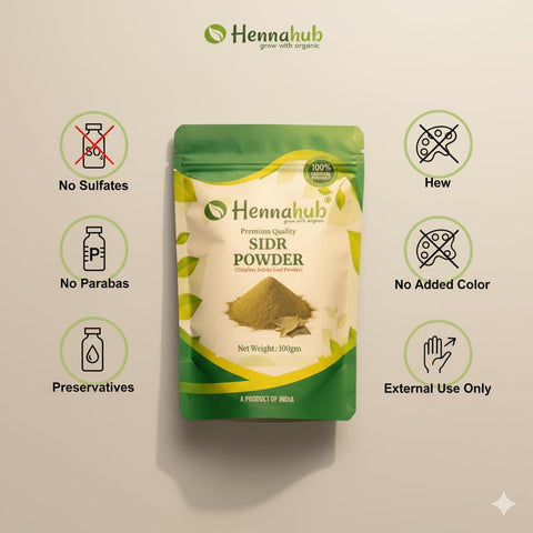 Hennahub Sidr Powder for Hair Care 100gm Pack | Pure Ziziphus Spina-Christi Leaf Powder | Natural Cleanser, Conditioning Herb & Herbal Shampoo Alternative