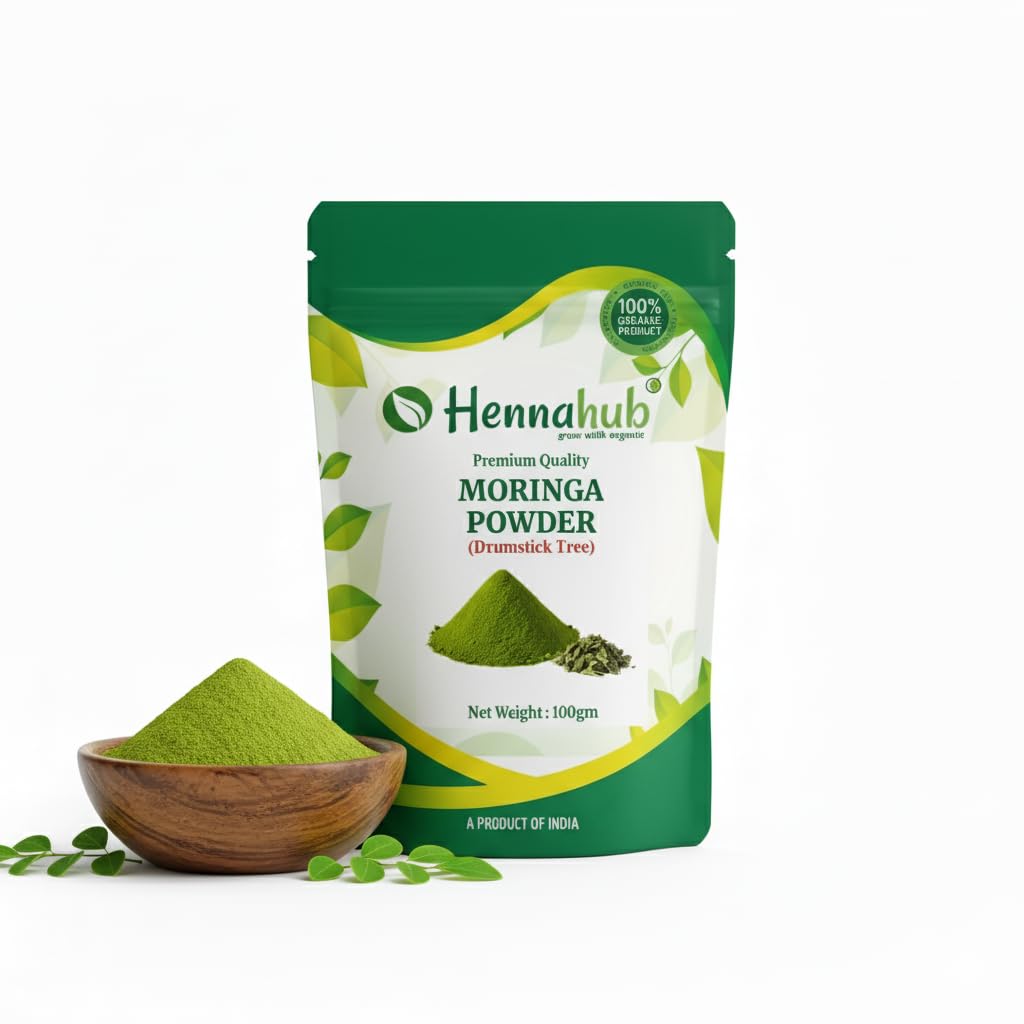 Hennahub Moringa Powder (Food Grade) 100gm Pack | 100% Pure Moringa Oleifera Leaf Powder | Natural Green Superfood for Smoothies, Juices & Cooking