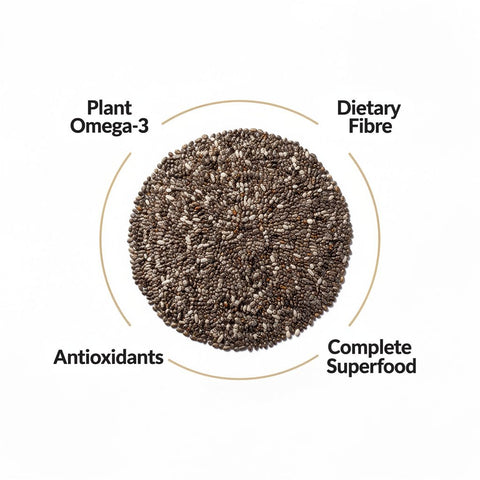 Hennahub Premium Chia Seeds 100g | Raw & Unroasted | Omega-3, Fibre & Protein-Rich Superfood | Gluten-Free Seeds for Smoothies, Puddings, Weight Loss, Salads & Daily Nutrition