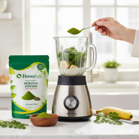 Hennahub Moringa Powder (Food Grade) 100gm Pack | 100% Pure Moringa Oleifera Leaf Powder | Natural Green Superfood for Smoothies, Juices & Cooking