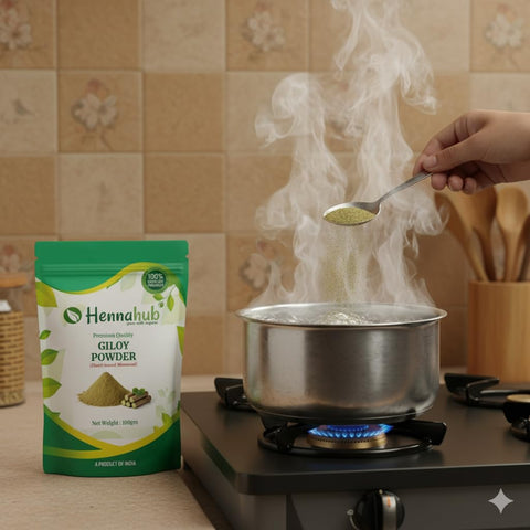 Hennahub Giloy Powder (Food Grade) 100gm Pack | Pure Tinospora cordifolia Stem Powder | Traditional Ingredient for Herbal Drinks, Smoothies & Kadha