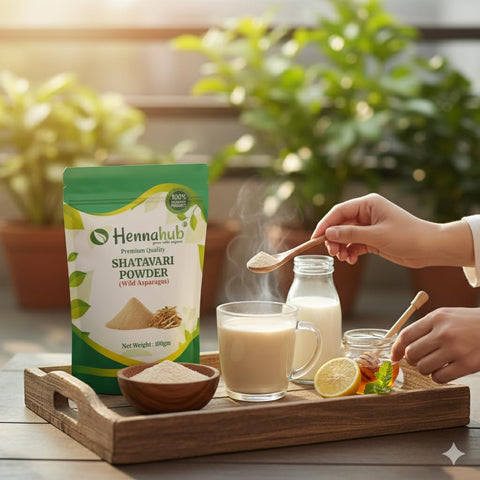 Hennahub Shatavari Powder (Food Grade) 100gm Pack | 100% Natural Asparagus racemosus Root Powder | Plant-Based Ingredient for Smoothies & Herbal Drinks