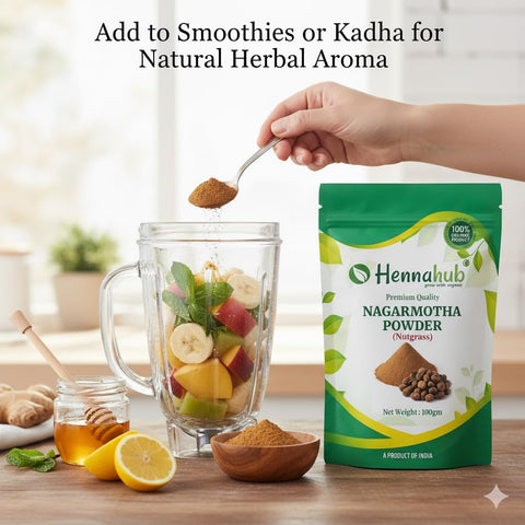 Hennahub Nagarmotha Powder (Food Grade) 100gm Pack | 100% Natural Cyperus scariosus Root Powder | Traditional Herbal Ingredient for Teas & Blends