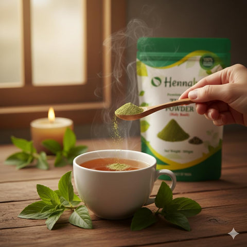 Hennahub Tulsi Powder 100gm (Food Grade) | Holy Basil / Tulasi / Sacred Basil Leaf Powder | Pure Ocimum sanctum | For Herbal Tea, Kadha & Green Drinks