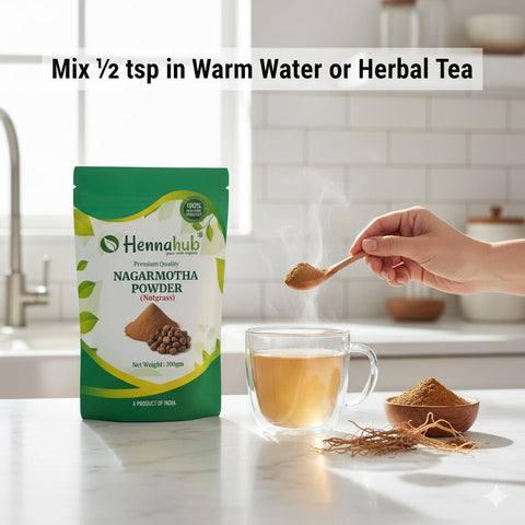Hennahub Nagarmotha Powder (Food Grade) 100gm Pack | 100% Natural Cyperus scariosus Root Powder | Traditional Herbal Ingredient for Teas & Blends