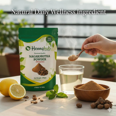 Hennahub Nagarmotha Powder (Food Grade) 100gm Pack | 100% Natural Cyperus scariosus Root Powder | Traditional Herbal Ingredient for Teas & Blends