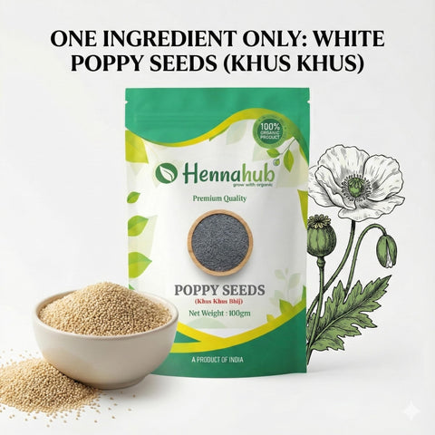 Hennahub Poppy Seeds (Khus Khus) 100gm | Premium White Poppy / Posta Dana / Khas Khas | Food Grade Seeds for Baking, Indian Gravies, Sweets, Thickening & Traditional Cooking